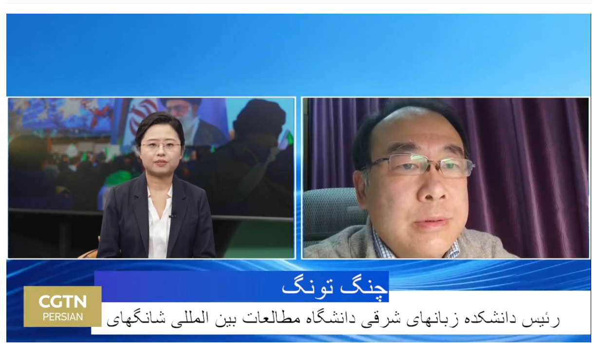 程彤就哈梅内伊遇袭身亡接受央视国际频道采访